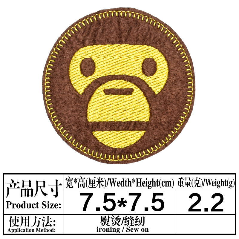 Wholesale Green caterpillar embroidered round-faced monkey and bee patch  OLY Exclusive